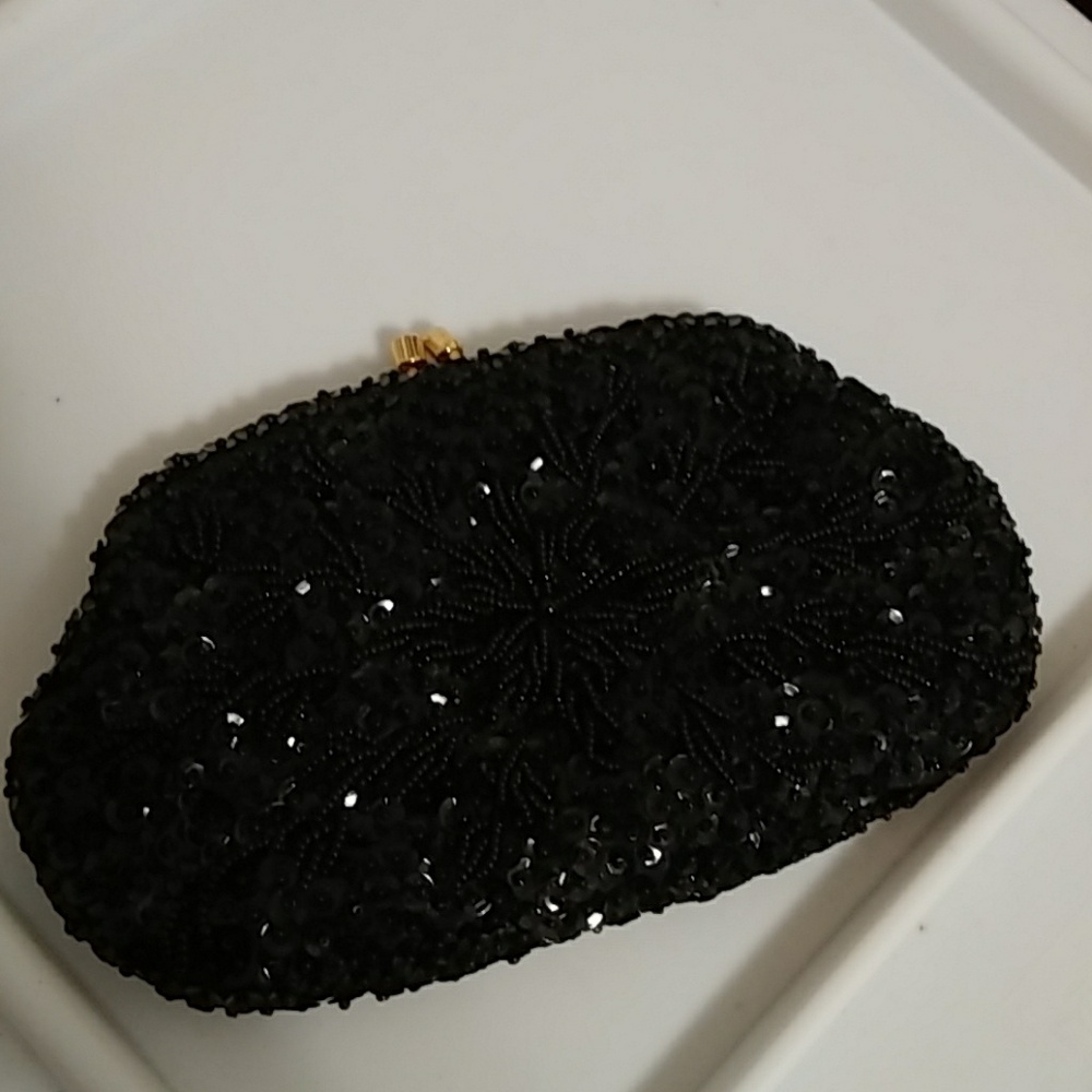 Black sequin pouch